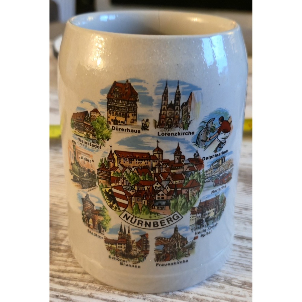 Vintage Nuremberg Germany Beer Mug Stein Souvenir 0.5L Landmark Hirschmann